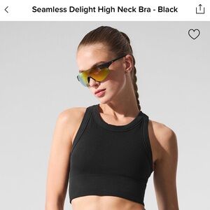 ALO Seamless High Neck Crop Bra - Black